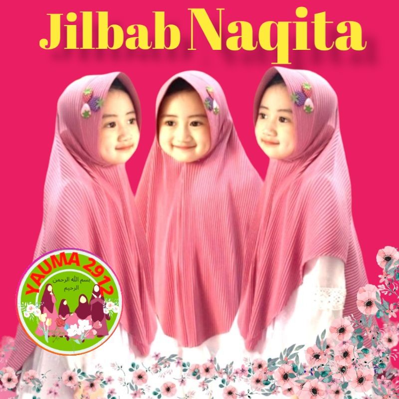 JILBAB ANAK NAQITA  AFIKA  PLISKET KIDS STRAWBERRY UMUR 5-10 TAHUN HIJAB PLISKET REMPEL / KERUDUNG A