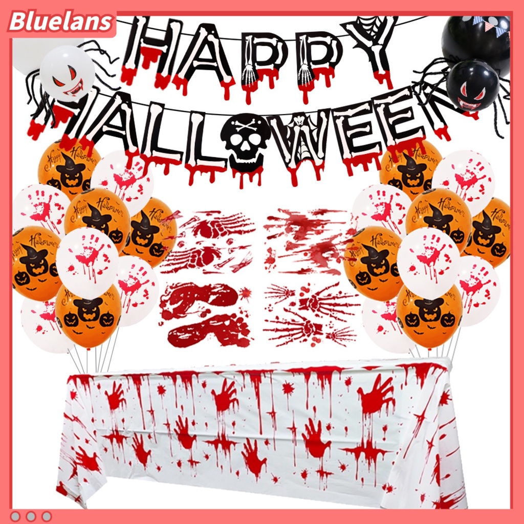 1 Set Balon Bentuk Bulat Bahan Aluminum Film Elastis Untuk Dekorasi Pesta Halloween