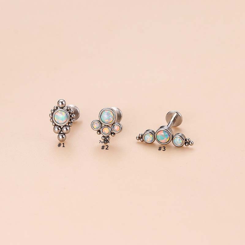 1pc Anting Tindik Bibirtubuh Bahan Stainless Steel Hias Opal17 16Gauge Untuk Priawanita