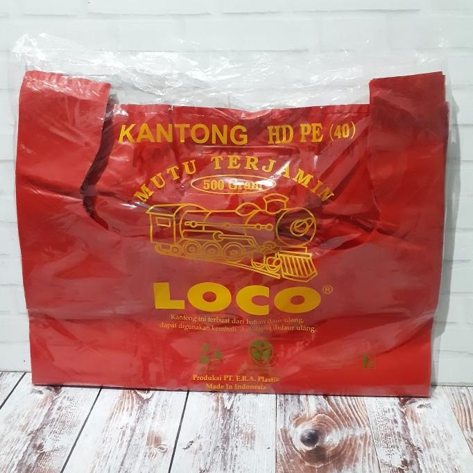 

kantong plastik HDPE kresek tebal kuat loco merah ukr 40