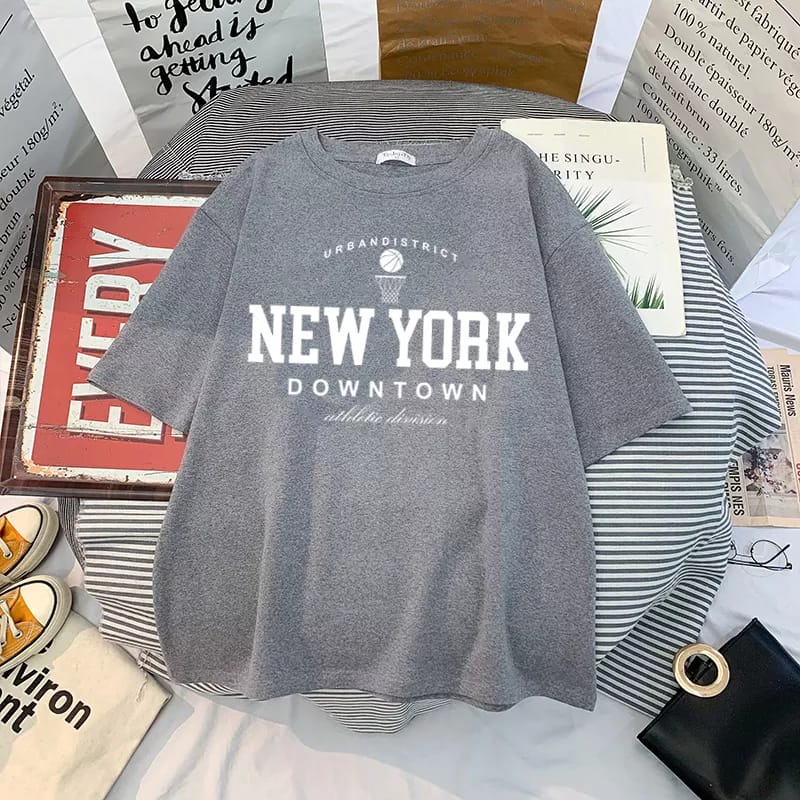 Kaos New York Downtown Wanita Import Atasan Dewasa New York City Oversize Jumbo T-shirt Oversize Wanita Lengan Panjang Kaos Wanita Lengan Pendek Kekinian 2022 Kaos Distro Wanita Oversize Tebal Kaos Cewek Distro Premium Termurah T shirt Wanita Murah Ori