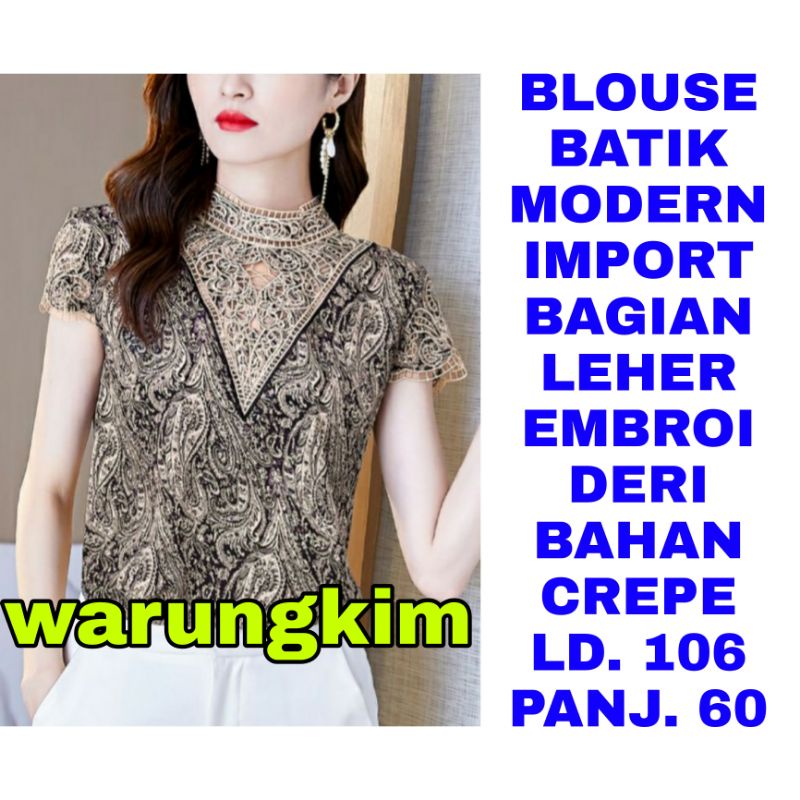 WK BLOUSE BATIK WANITA IMPORT MODERN EMBROIDERI BAJU ATASAN KERJA CASUAL