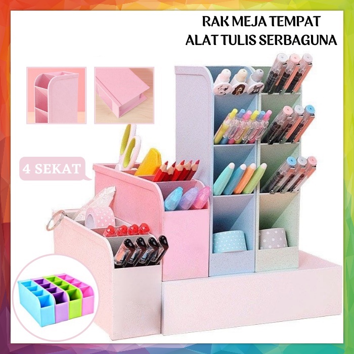 BOP RAK MINI 4 SEKAT / RAK PENYIMPANAN ATK ALAT TULIS KANTOR MEJA KERJA MEJA BELAJAR / TEMPAT SIMPAN PENSIL PENA GUNTING MEJA RAPI DAN BERSIH / DESK ORGANIZER