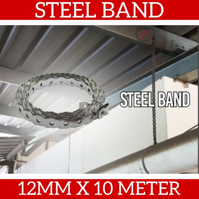 Steel Band 12mm x 10 Meter / Tali Strap Besi Bahan Galv Untuk Pipa