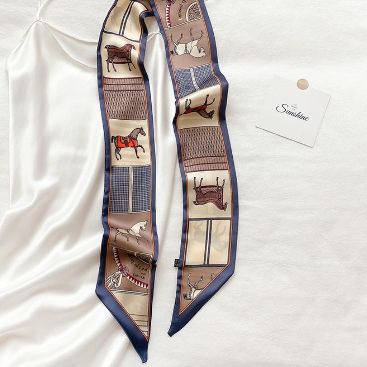 Paling Unik "Kiara" Scarf Twilly, Scarf Leher, Scarf Tas, Bahan High Grade Silk Immitation