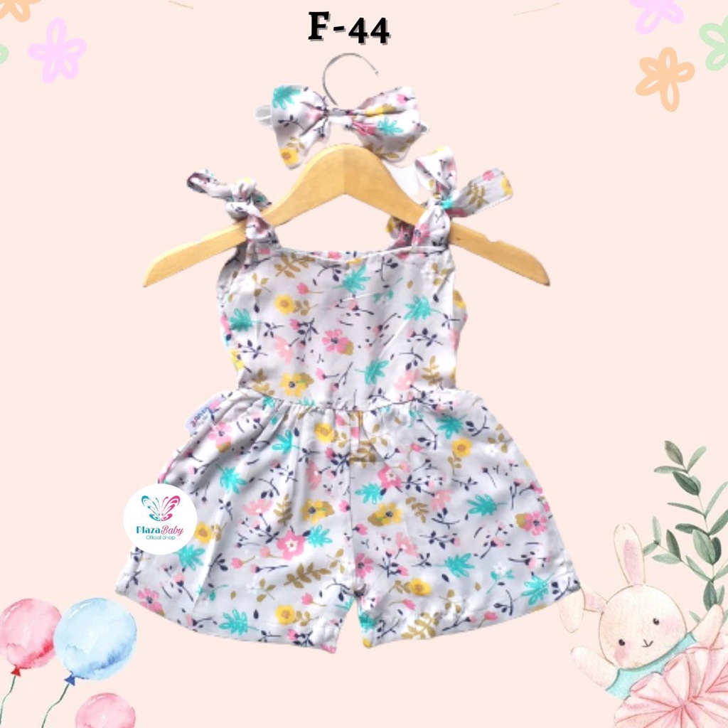 PROMO 7.7 plazababyku JUMPSUIT HANA setelan anak perempuan jumper bayi motif bunga lucu free headband BUBIBEE