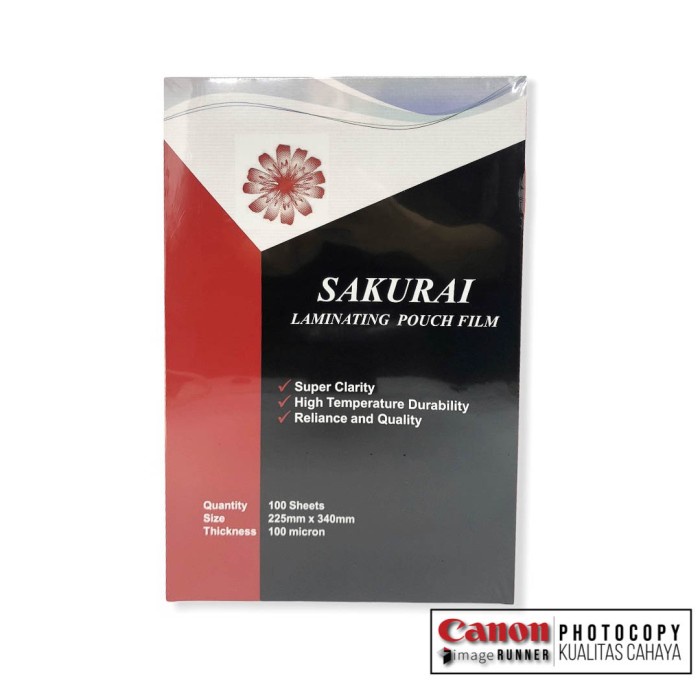 

Limited Plastik Laminating Sakurai 100Micron 225X330Mm