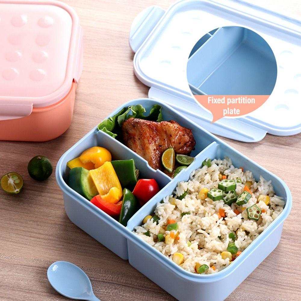 Solighter Lunch Box Portable Rectangle Grid 3susun Wadah Makanan Gird