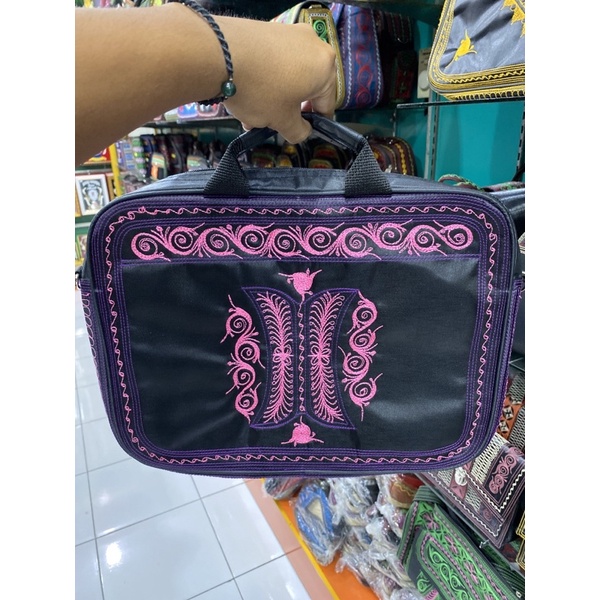 tas laptop bordir khas aceh | tas laptop tali panjang khas aceh