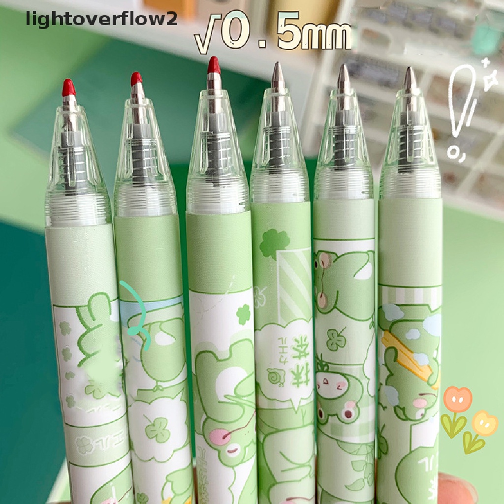 (lightoverflow2) 6pcs Pulpen 0.5mm Model Jepang / Korea Untuk Sekolah