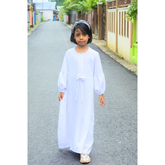 Gamis putih anak perempuan Gamis manasik anak Seragam Sekolah Anak Perempuan Gamis putih anak TK Gamis putih anak tanggung