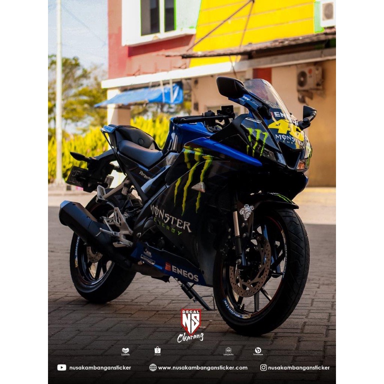 Decal R15v3 Monster Energy Motogp biru Hitam Glosy graftac plus pasang