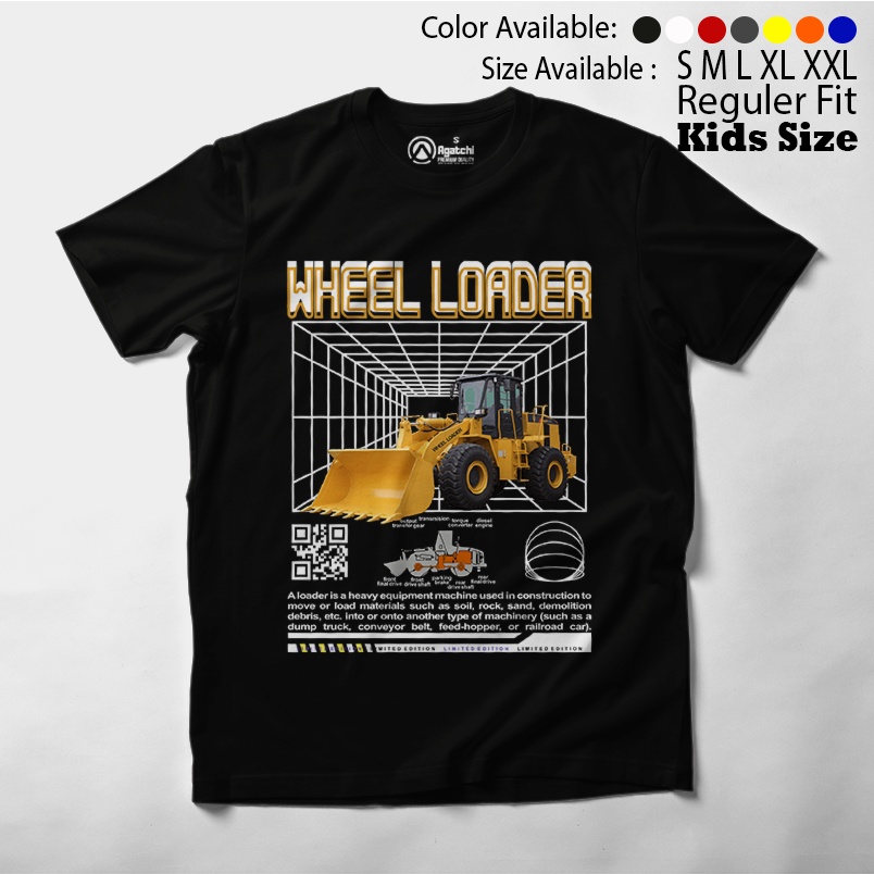 Baju Kaos Atasan Anak Laki-laki Streetwear Wheel Loader Alat Berat