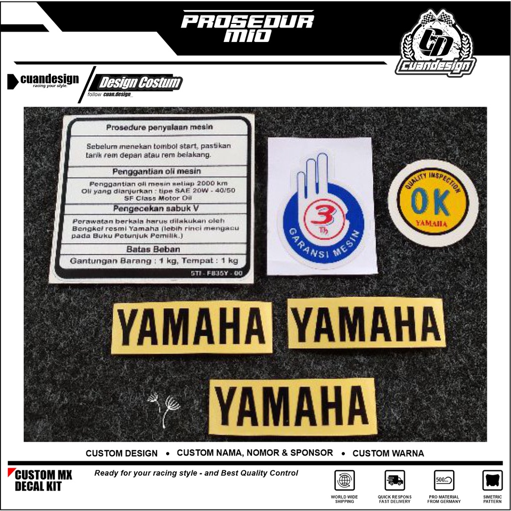 STIKER STICKER DETAIL MIO SPORTY PROSEDUR RESTORASI MIO SPORTY 5TL GARANSI 3 TAHUN YAMAHA STIKER OK