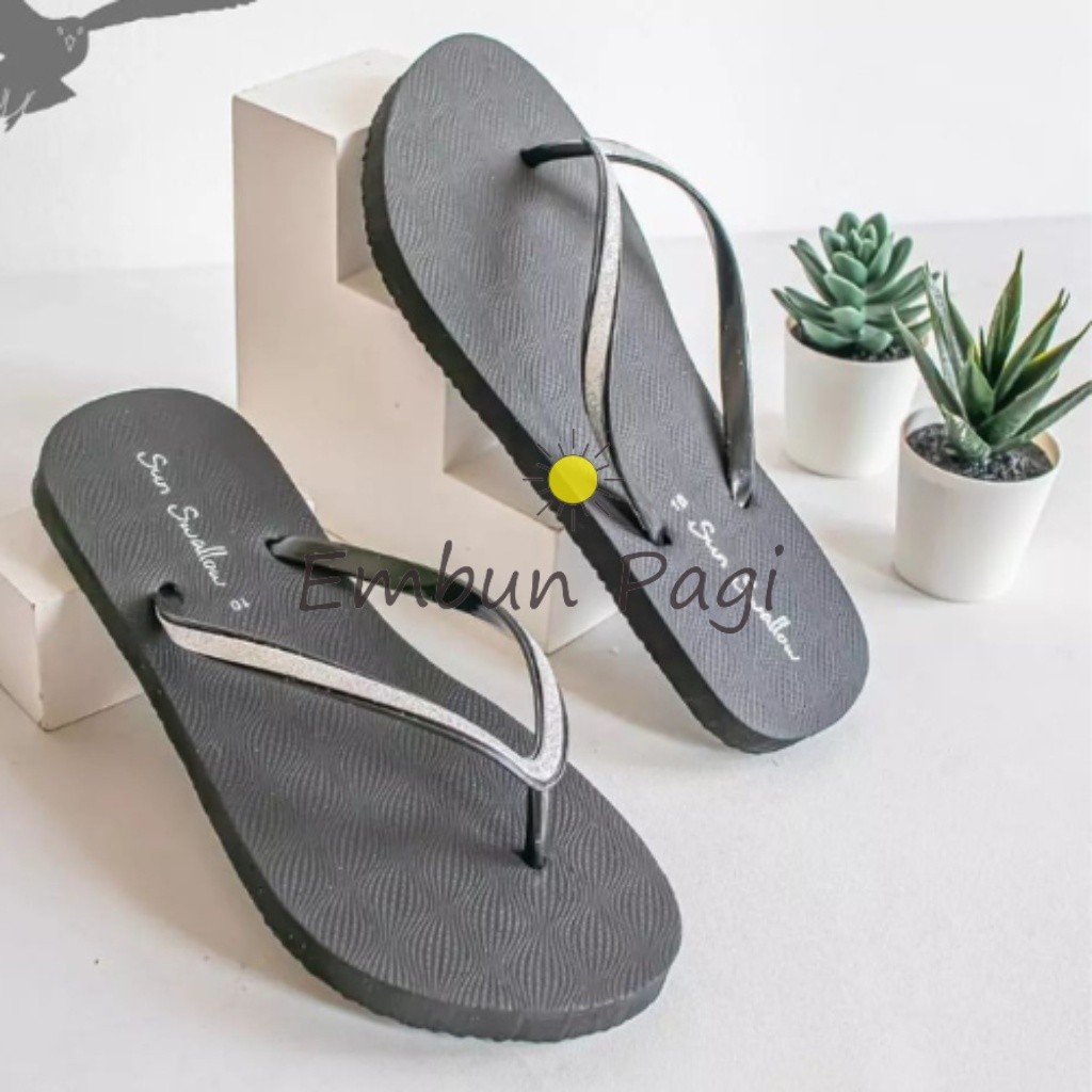 Sandal Jepit Wanita Kristal / Crystal Series Sun Swallow Ukuran 9,5-10,5