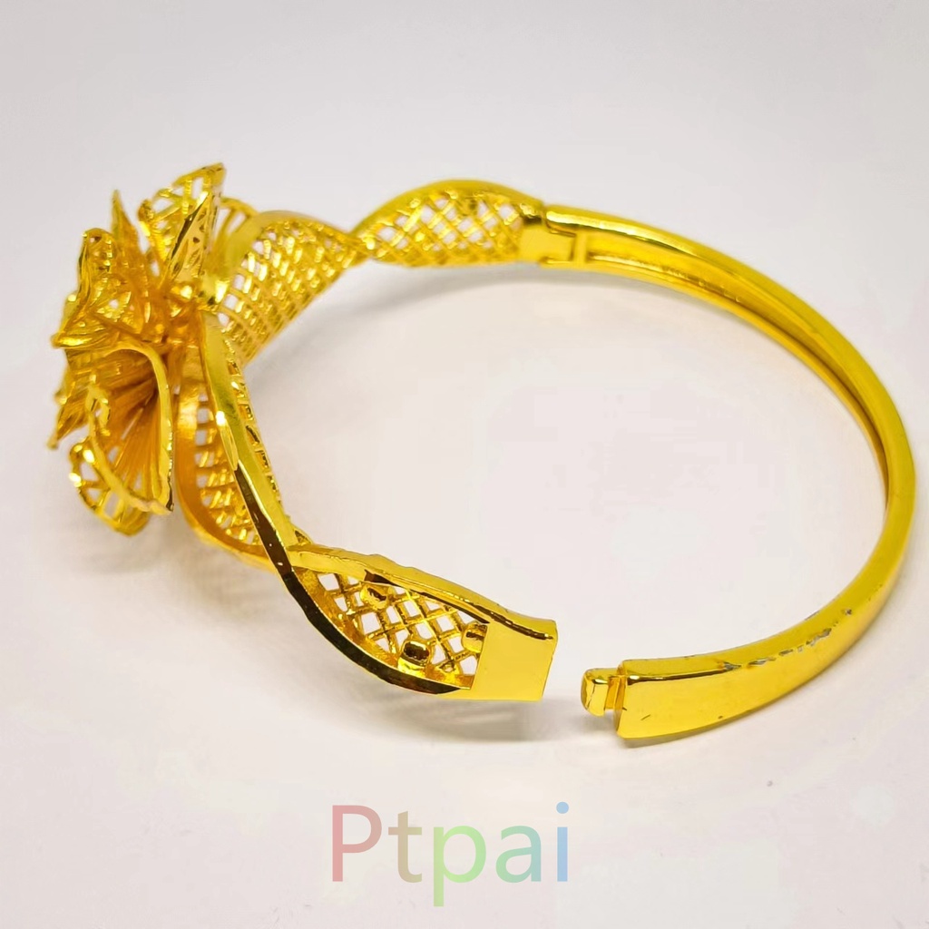 Gelang Kendari Wanita Motif Bunga Perhiasan Dubai Lapis Emas 24K Gold Fashion Xuping