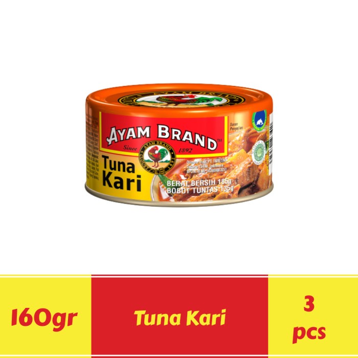 

Ikan Kaleng Ikan Tuna Kaleng Kari Ayam Brand 160Gr Isi 3Pcs