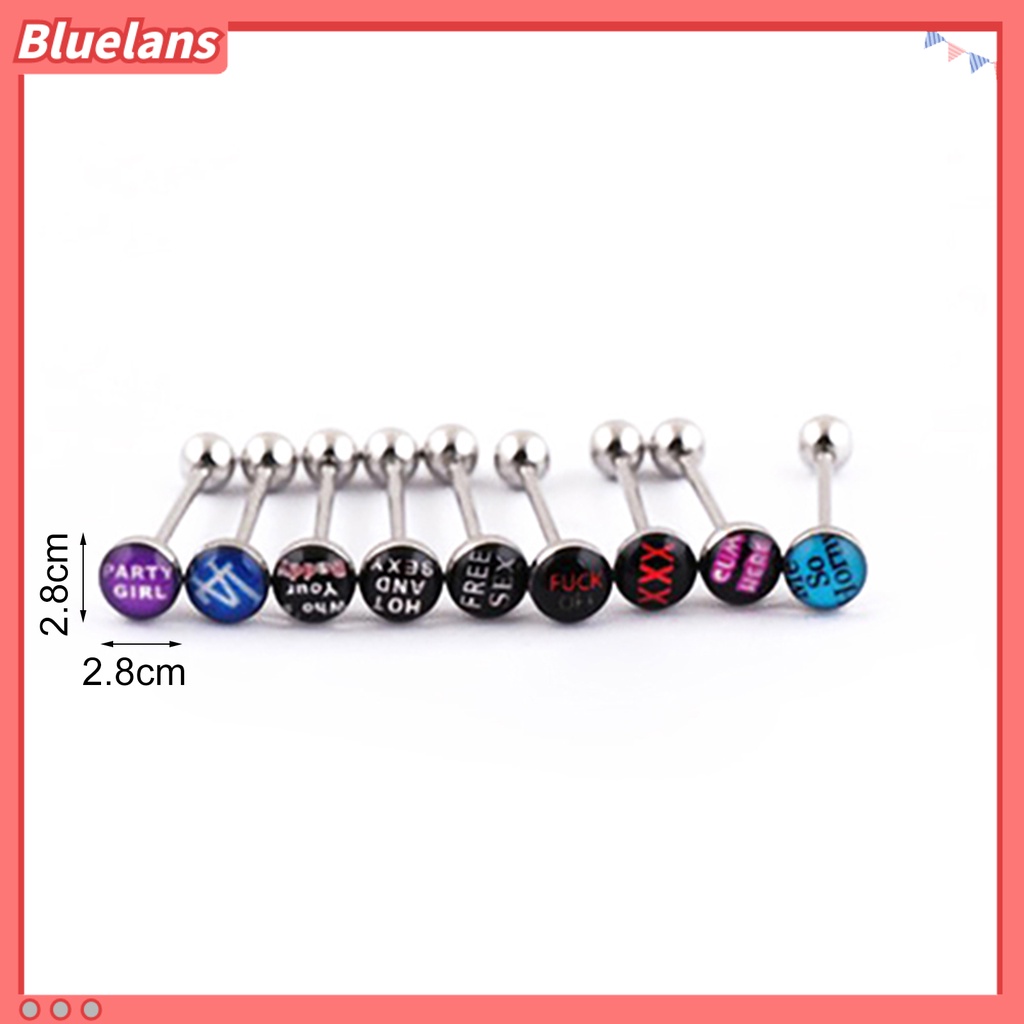 Bluelans 10Pcs Fashion Tongue Ring Flexible Multicolor 316L Stainless Steel Slave Tongue Ring