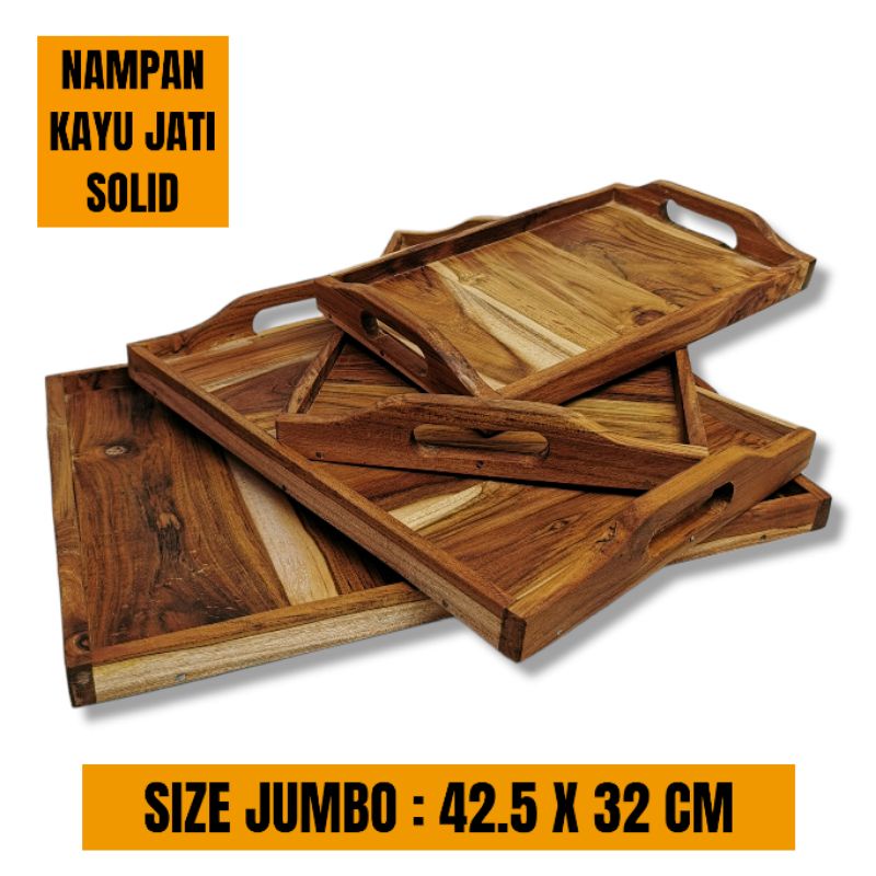 SIZE JUMBO Tray Baki Nampan Jati Solid Tatakan Piring Gelas