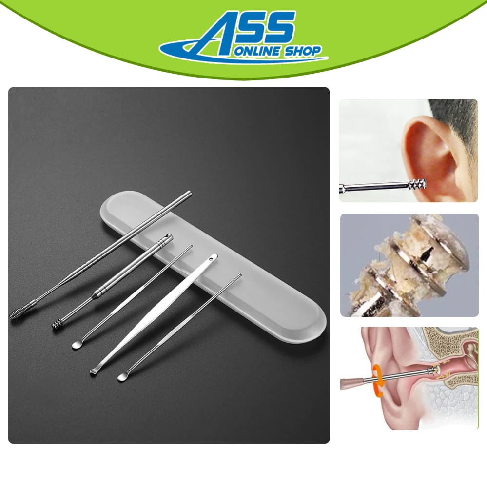 [ASS] Pembersih Telinga Korek Kuping 1 Set 5 PCS Stainless