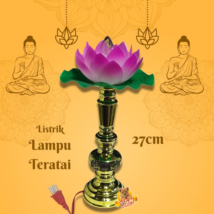 Lampu Teratai Lampu sembayang lampu listrik Lotus Lamp 27CM TINGGI