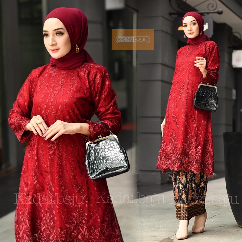 kebaya tunik tradisional tulle mutiara | Kebaya modern | Kebaya wisuda dan pernikahan | Baju outfit remaja