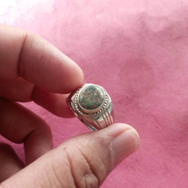 cincin batu akik pirus Persia serat emas kecil
