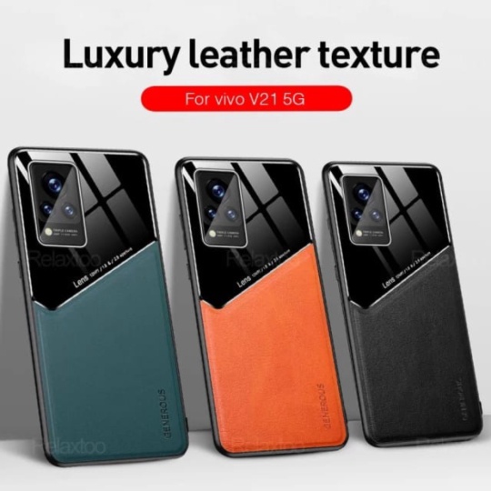 Promo VIVO V21 / V21 5G SOFT CASE PREMIUM PLEXIGLASS LEATHER - V21 5G Hitam Limited