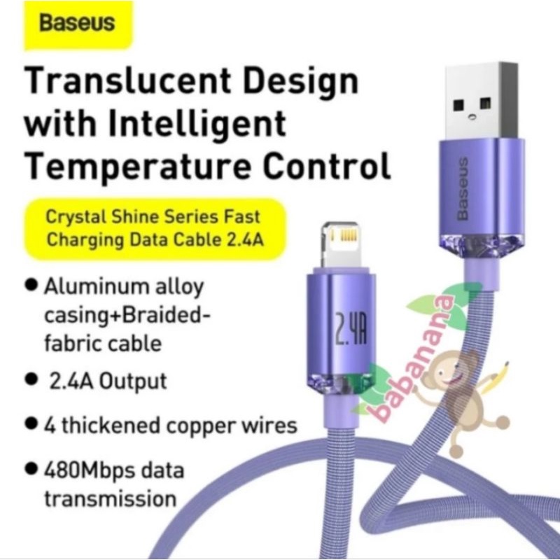 KABEL DATA IPHONE CABLE BASEUS USB TO LIGHTNING 2.4A FAST CHARGING