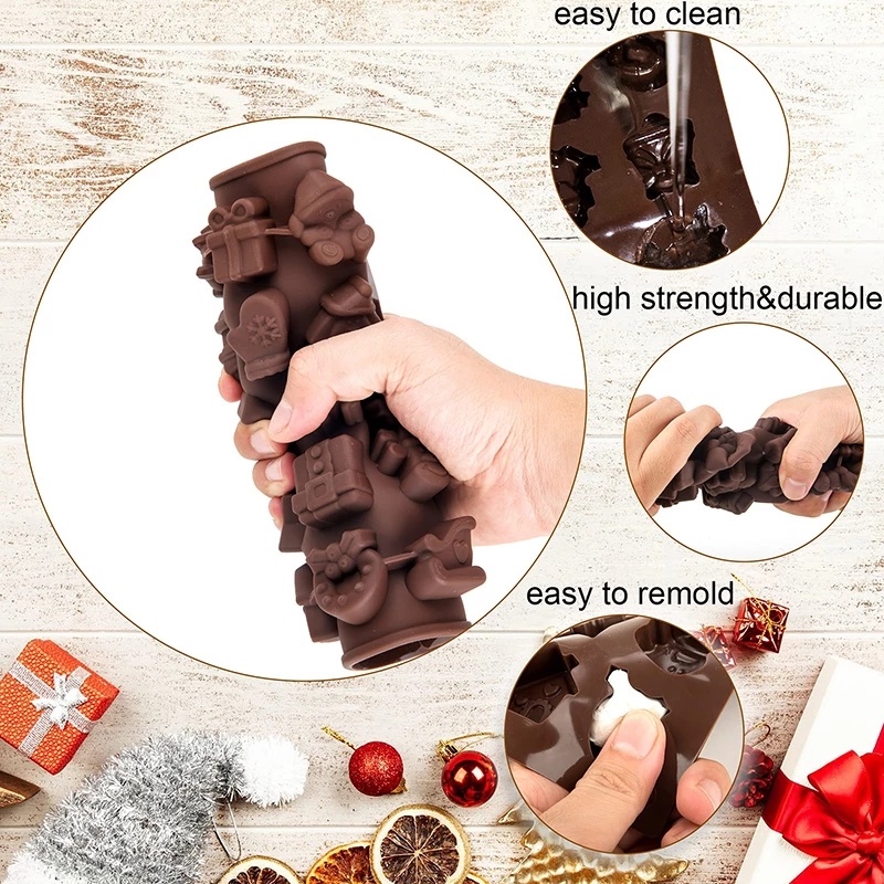 Cetakan Coklat / Kue / Cookies Handmade DIY Bahan Silikon Seri Natal Dengan 25 Lubang