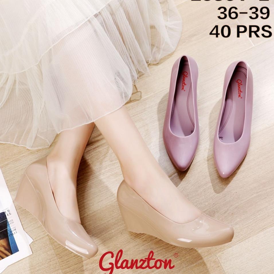 I99N SEPATU WEDGES JELLY GLOSY IMPORT GLAZTON - L536 Terkini