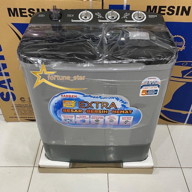 Mesin Cuci 2 Tabung SANKEN TW-8827 / TW-8600 8KG