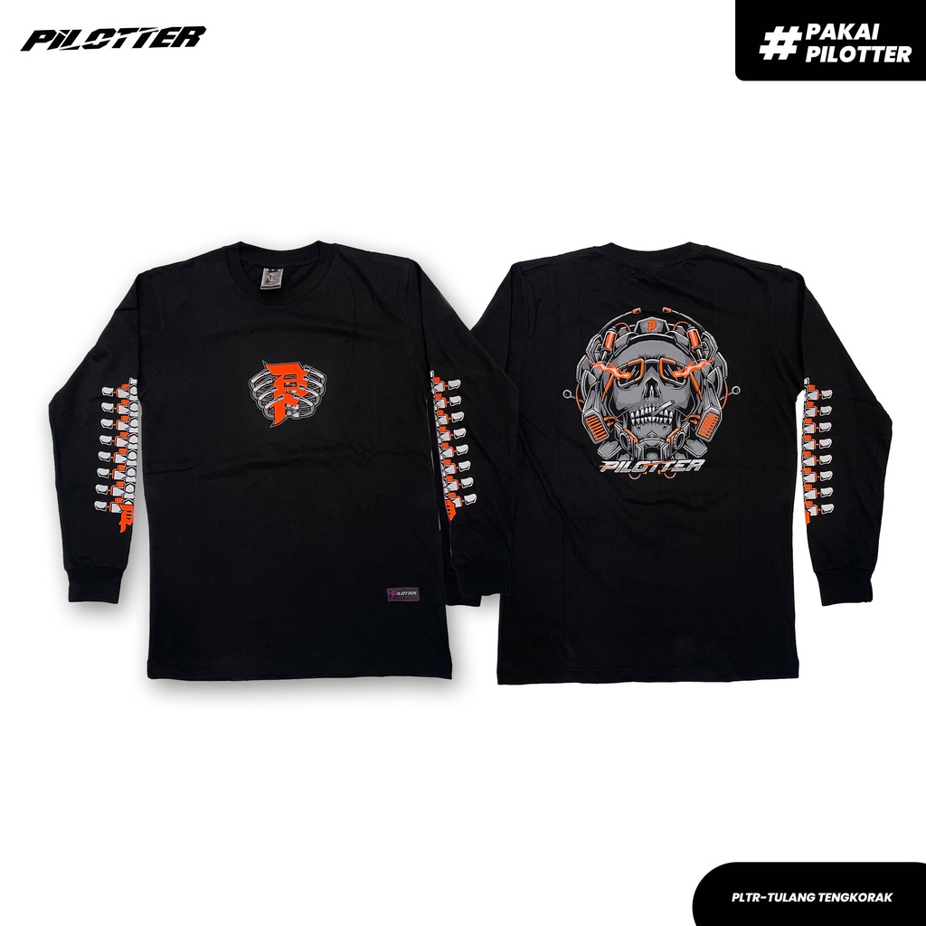KAOS PILOTTER TULANG TENGKORAK ORIGINAL FREE STIKER KAOS LENGAN PANJANG PILOTTER KAOS BRAND BISA PAK