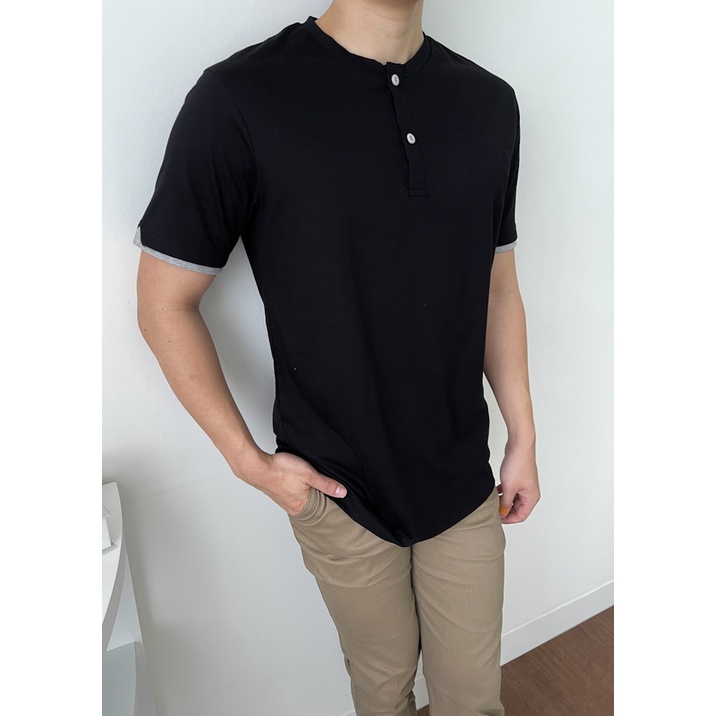 Kadaka MT-0153 Tshirt Pria Kaos Detail Kancing Variasi Sleeve Comfy