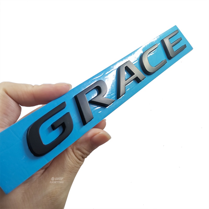 1pc Stiker Emblem Tulisan GRACE Bahan ABS Krom Warna Hitam Untuk Mobil HONDA GRACE