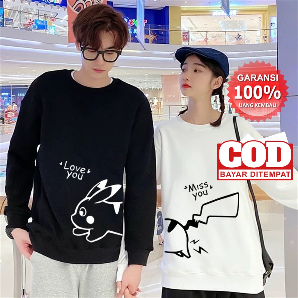 Promo COD Sweater Pria Wanita Cowok Cewek Pasangan Anime Pikachu Lucu Kaus Musim Gugur Hoodie Cetak Mouse Longgar Harajuku Kartun Keren Fashion Wanita Mantel Streetwear Gadis