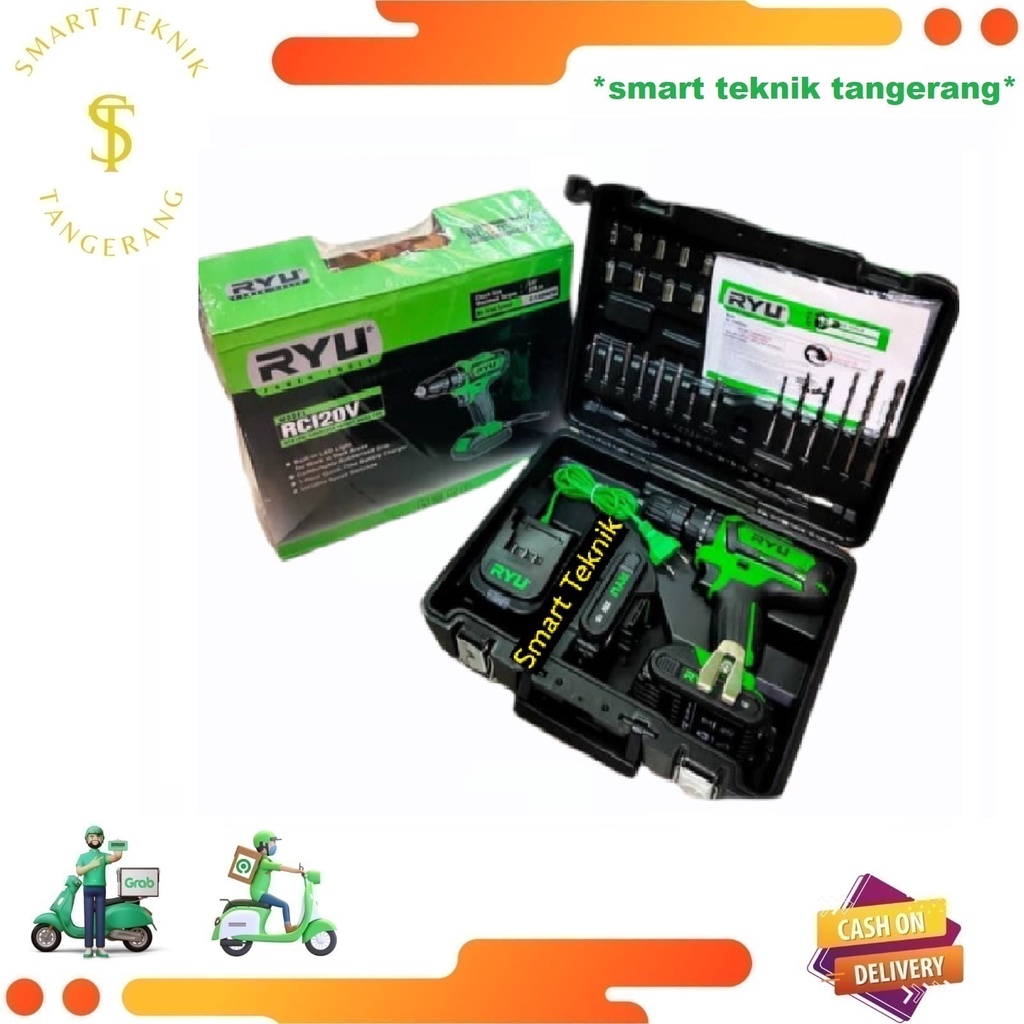 Mesin Bor baterai bor tanpa kabel drill RYU Cordless RCI 20 V ORIGINAL AWET - GARANSI
