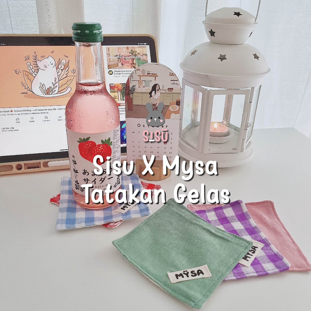 Tatakan gelas estetik / alas gelas / coaster gelas / tatakan gelas kain aesthetic ( Sisu x Mysa)