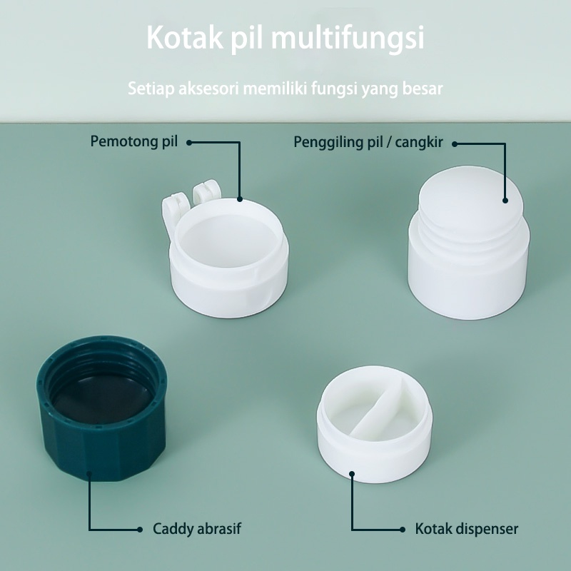 DADAWARD Pemotong Pil/Penggiling Pil/ Penggerus Obat 4 IN 1/ Tempat Penyimpanan Obat 4 in 1 Cutter Grinder Pill Medicine Storage