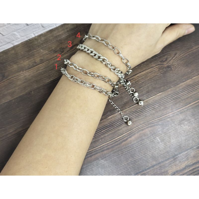 Fifi Fashion Gelang Silver Simple Model Perhiasan Lapis Emas Putih 18k GS0013