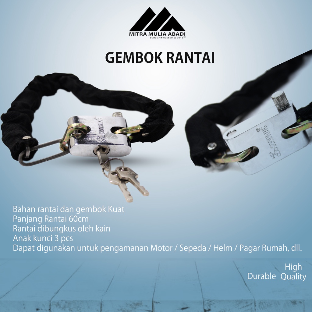 Gembok Rantai 60cm/Gembok Sepeda/Motor/Helm/Gerbang rumah