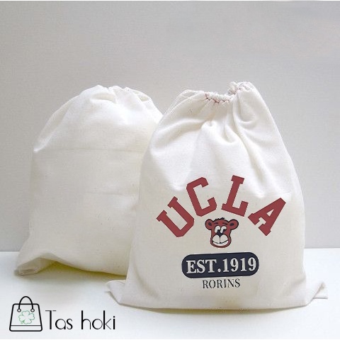 TAS RANSEL SERUT KANVAS MOTIF UNISEX / TAS GENDONG / 30X40CM / UCLA