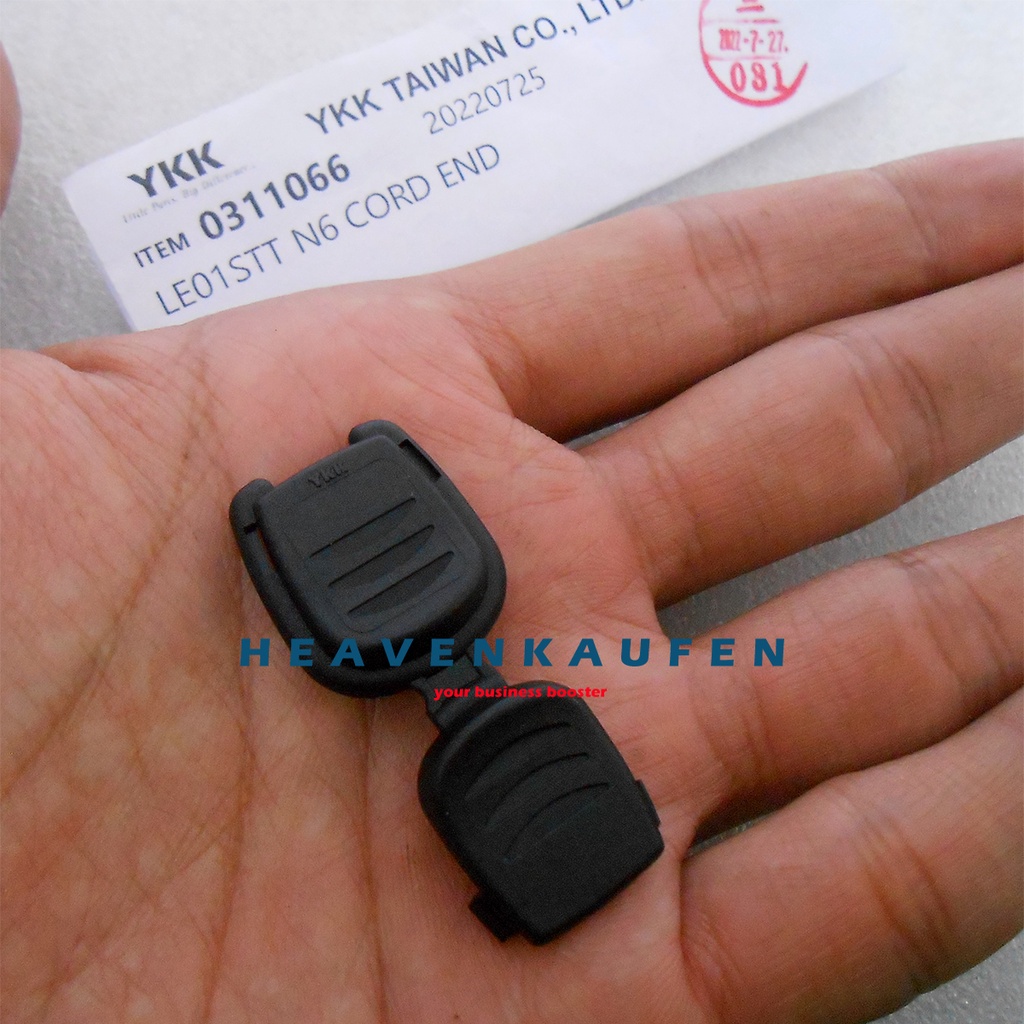 Stopper Ujung Tali Double Cord End YKK LE01STT Hitam Poly Amide Untuk Tali Bulat 3 mm