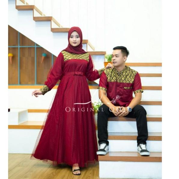 Recomended.. dress gamis couple syari'i terbaru kapelan pasangan 2022  batik couple SHAQIYA FASHION