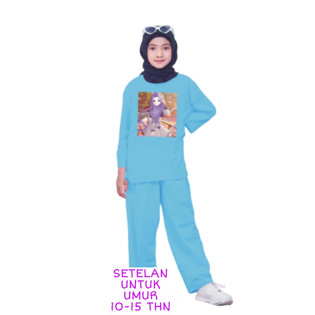 Setelan Anak Perempuan Remaja Bahan Kaos Babyterry Kaos Lengan panjang dan Celana panjang Oversixze XXL 10 11 12 13 14 15 Tahun . One Set Anak Perempuan Terbaru 2023 Viral Stelan Remaja Kekinian Setelan Baju Anak Tanggung K5