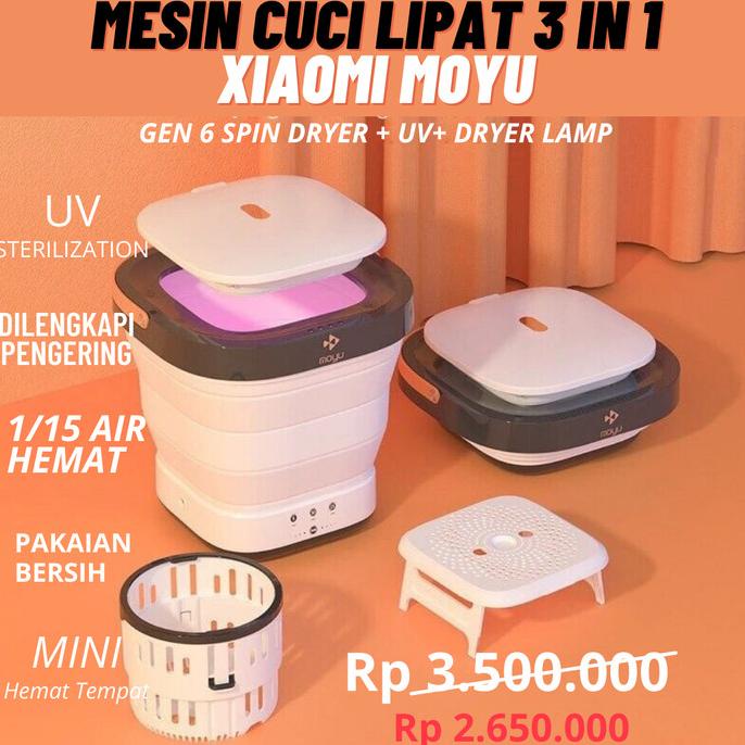 Xiaomi MOYU Mesin Cuci Portable Folding Travel Washing Machine UV Drye
