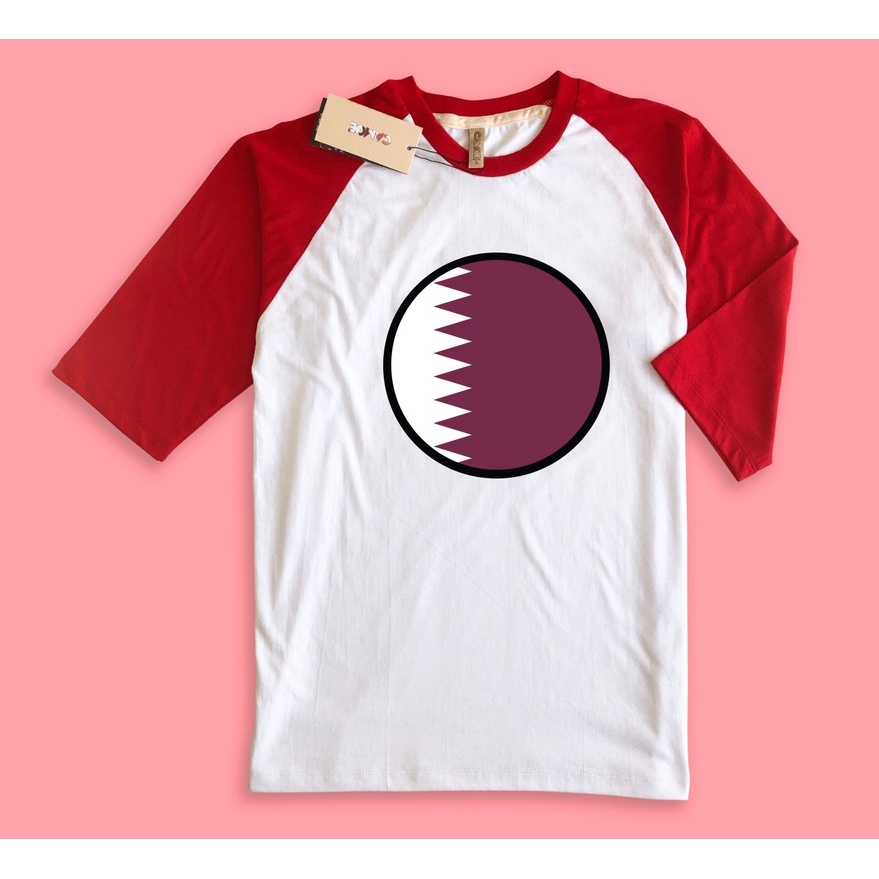 Baju Kaos Raglan CAMOE Qatar Flag Bendera Qatar