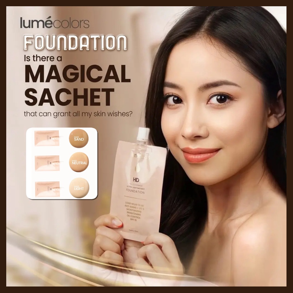Foundation Lumecolors Kemasan Sachet Isi 10ml Full Coverage Ultra Lightweight Original Kosmetik Beda