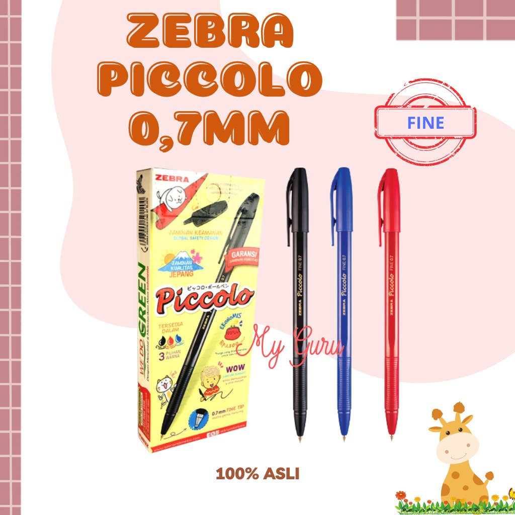 

[PCS] BOLPEN / PULPEN ZEBRA PICCOLO HITAM / BIRU / MERAH FINE 0.7MM