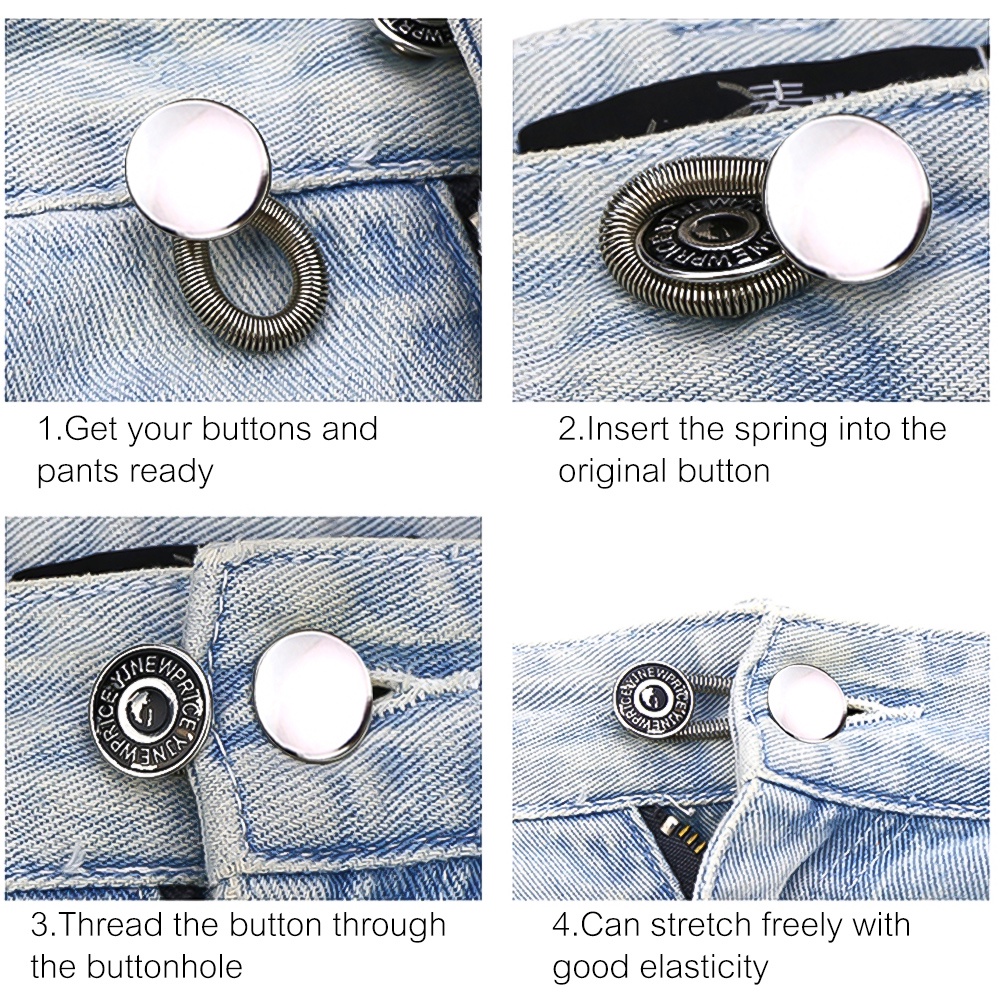 [Grosir] Warna Solid Halus Spring Waist Expanding Button Adjustable Waist Button Pinggang Expanding Spring Buckle Adjustment Button